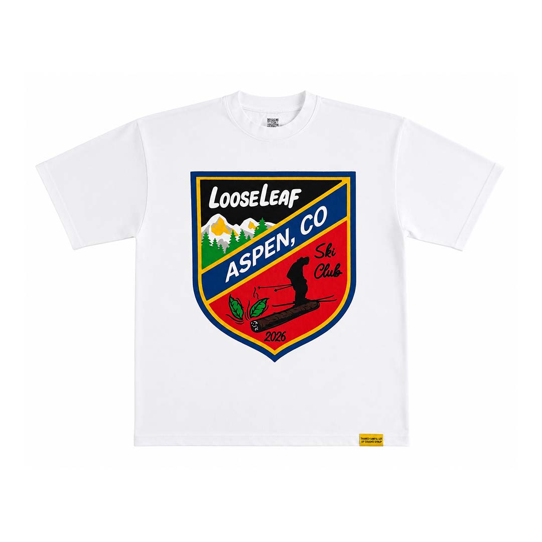 Awful Lot of Cough Syrup Loose Leaf Aspen White Tee