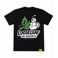 Awful Lot of Cough Syrup Loose Leaf Ski Resorts Black Snowman Tee