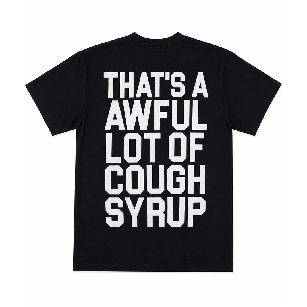 Awful Lot of Cough Syrup Loose Leaf Ski Resorts Black Snowman Tee