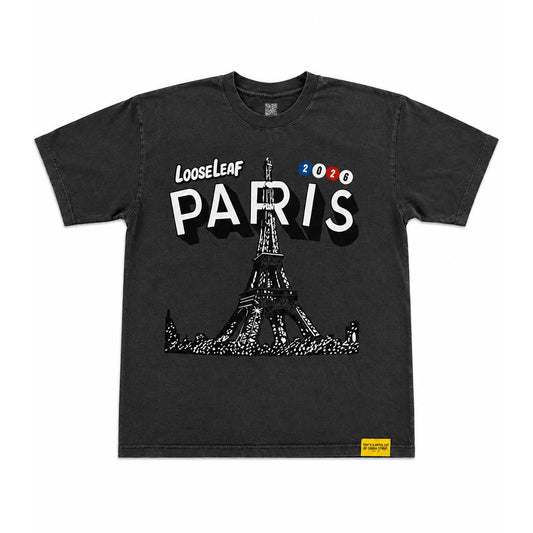 Awful Lot of Cough Syrup Paris Eiffel Tower Loose Leaf Dark Grey Tee