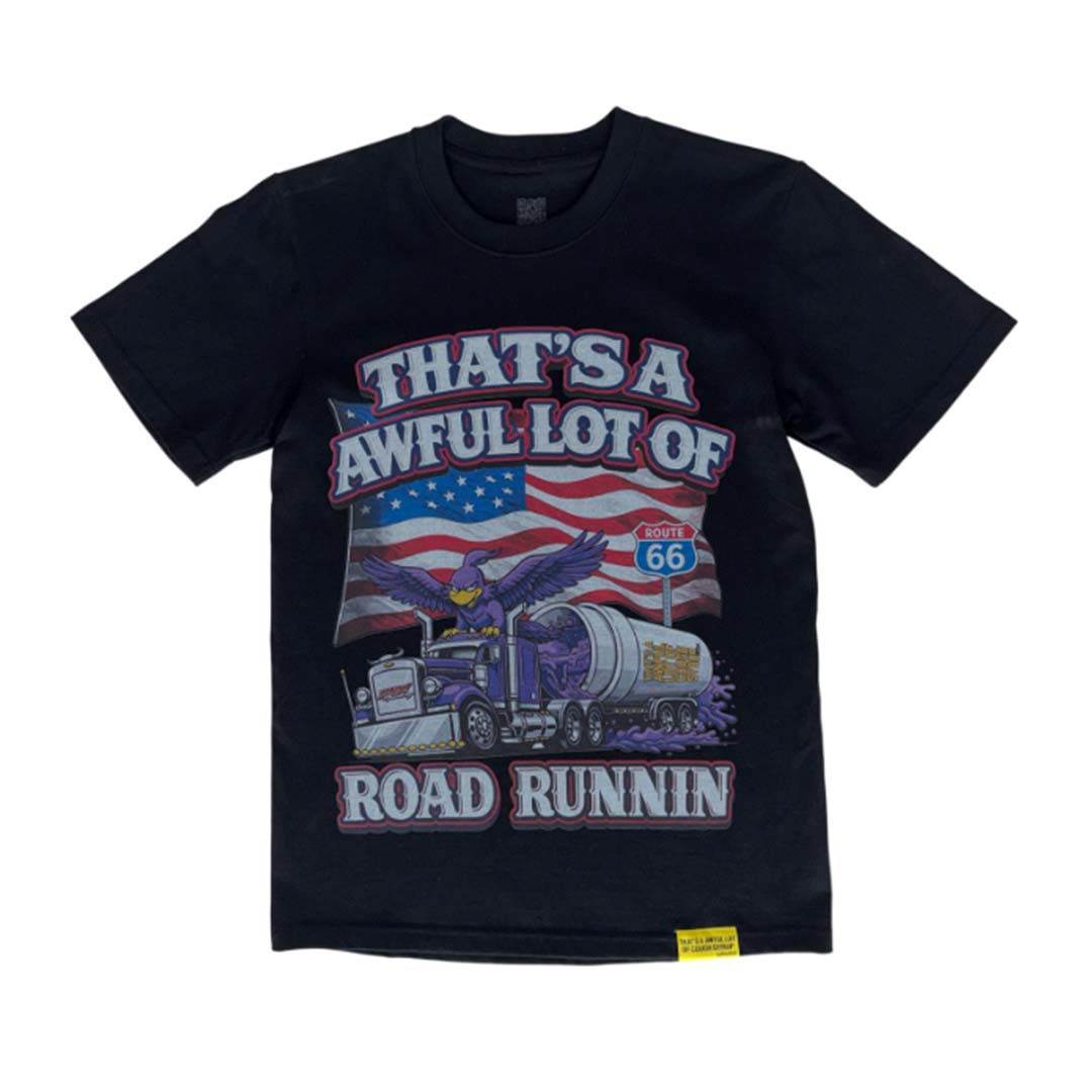 Awful Lot of Cough Syrup Road Runnin Tee Black