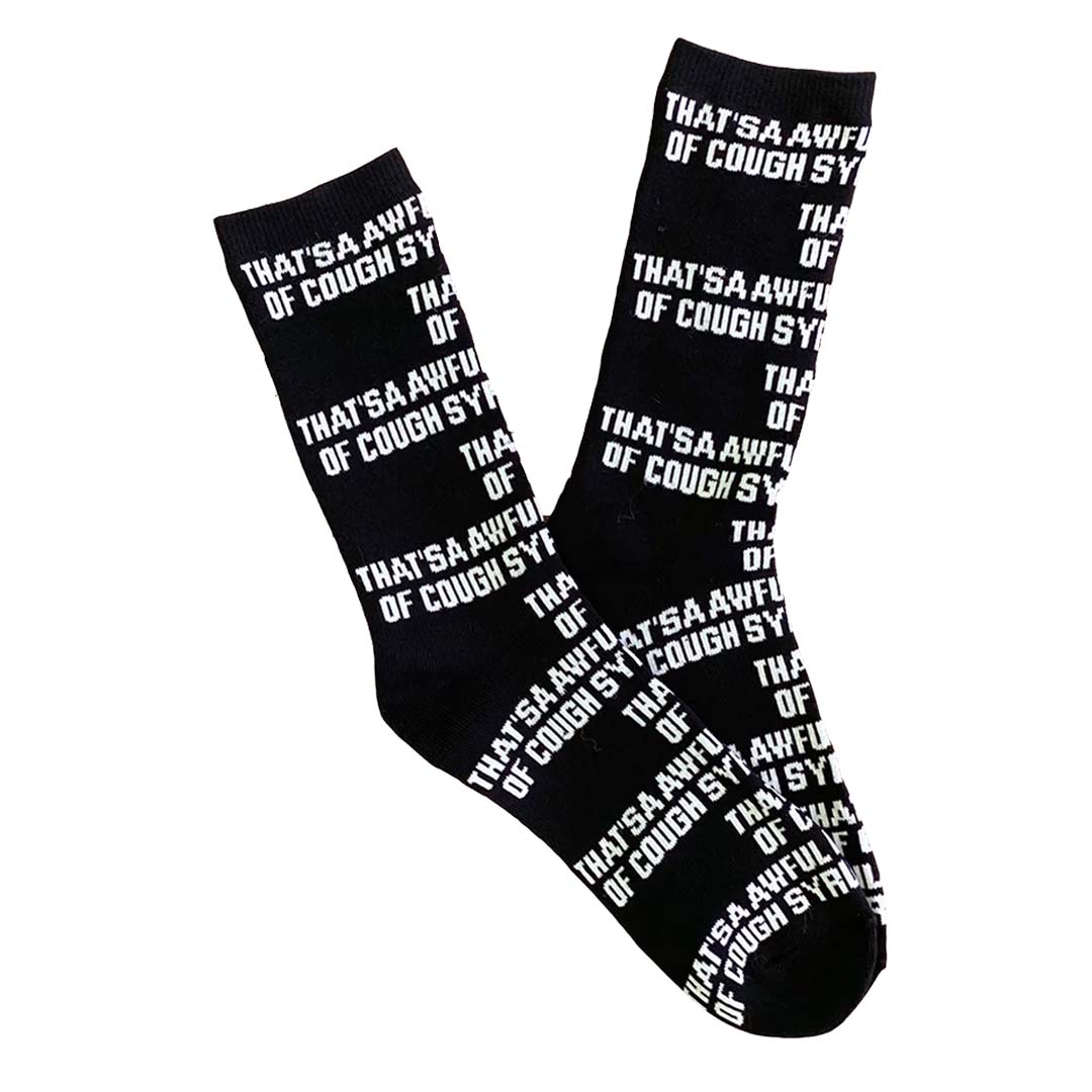 Awful Lot of Cough Syrup Socks Black White