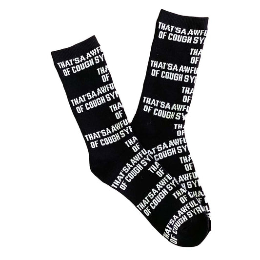 Awful Lot of Cough Syrup Socks Black White