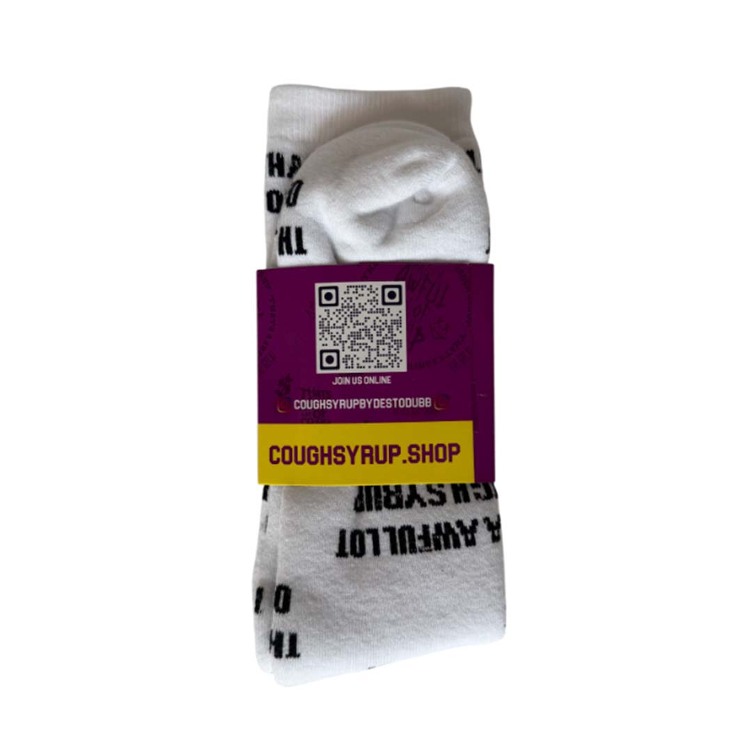 Awful Lot of Cough Syrup Socks White Black
