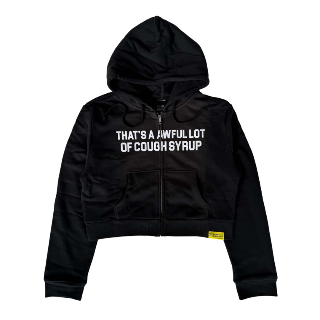Awful Lot of Cough Syrup Women's Very Cropped Black Zip Up Hoodie