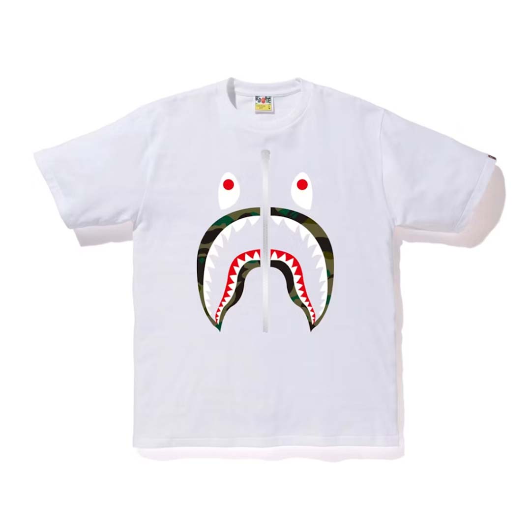 BAPE 1st Camo Shark Tee White Green