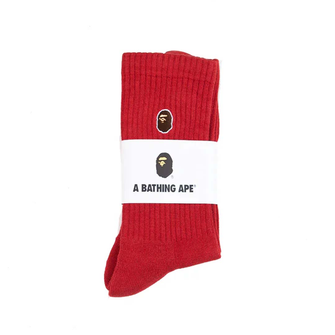Bape Ape Head One Point Socks Red