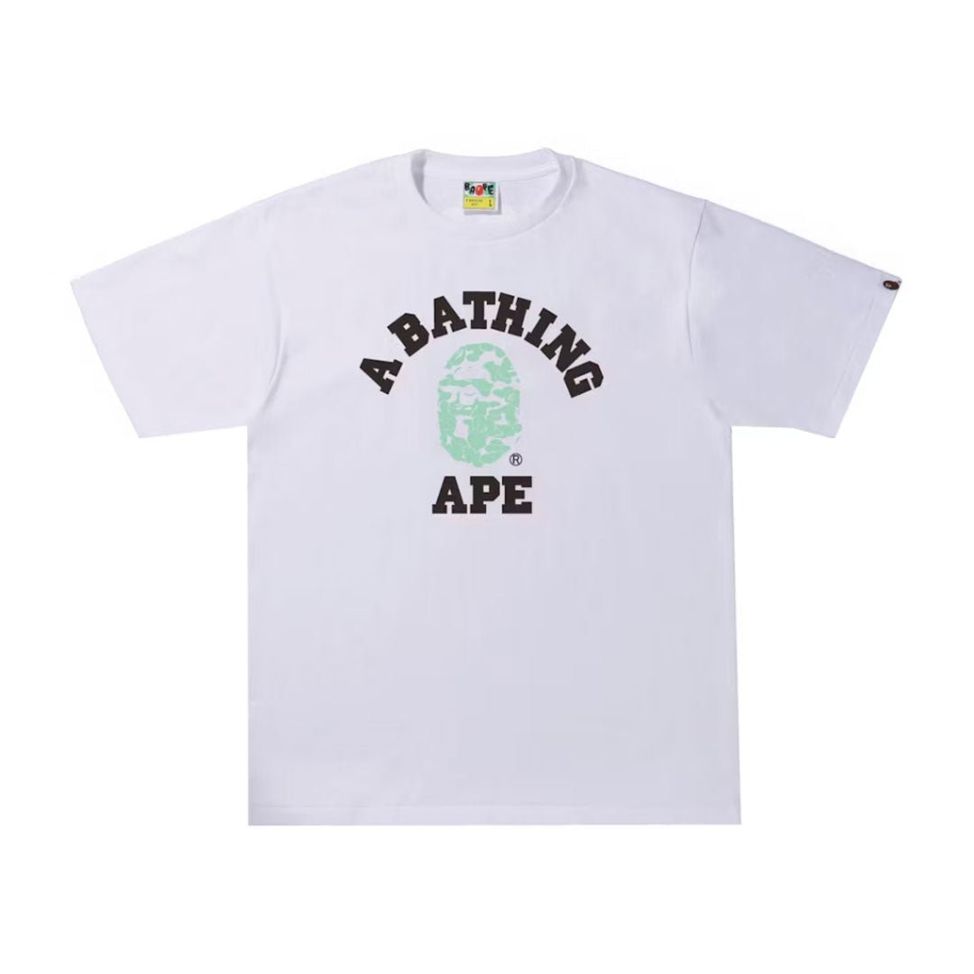 BAPE Text Code Camo College Tee White