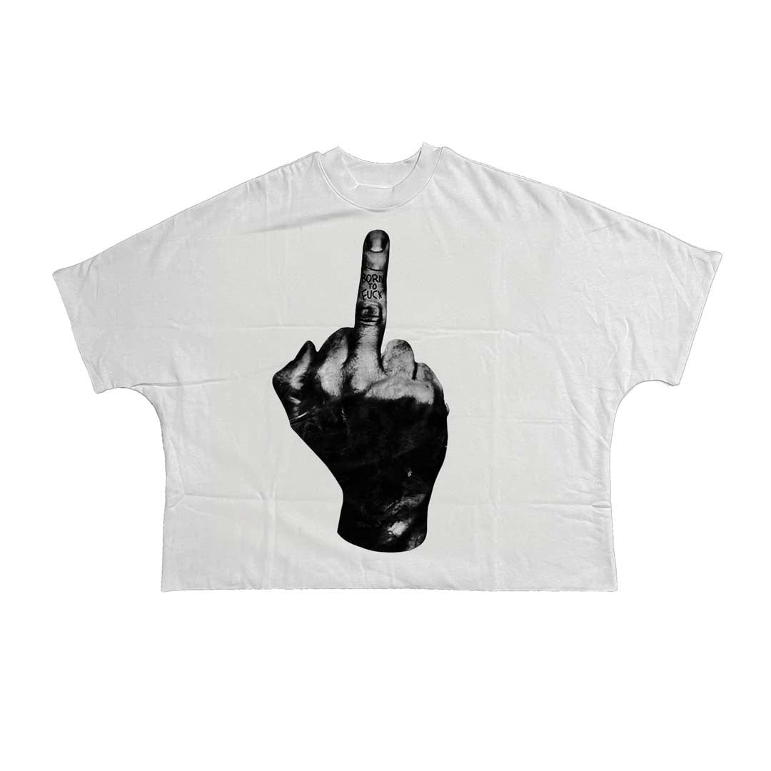 Billionaire Studios Born Flipped Bird White Tee
