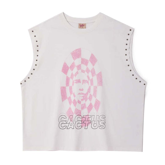 Cactus Valley CV Checker Tank Top White Pink