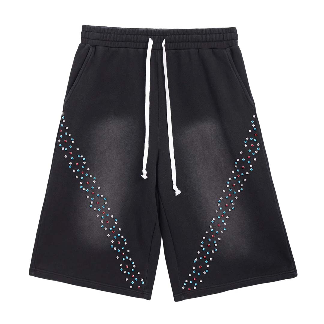 Cactus Valley CVX3 Faded Black Rhinestone Sweat Shorts