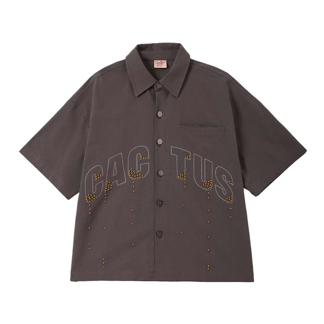 Cactus Valley Studded Grey Button Up Shirt