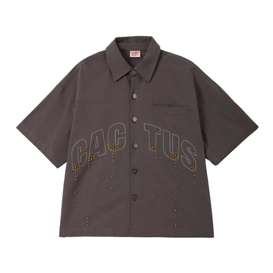 Cactus Valley Studded Grey Button Up Shirt