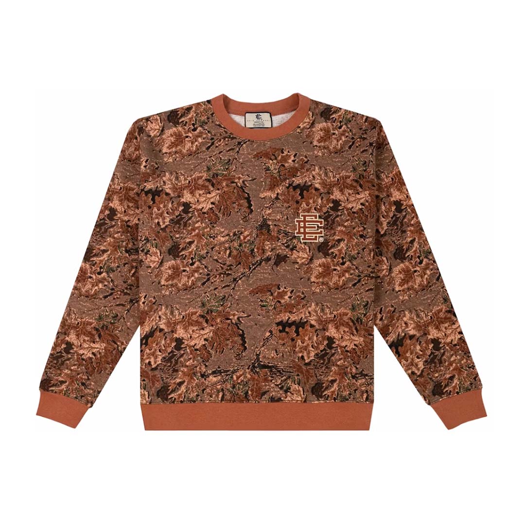 Eric Emanuel EE Basic Core Crewneck Orange Brown Leafy Camo