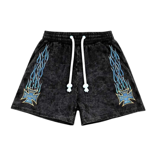 Floor 914 Sky Striker Shorts Black Wash Blue