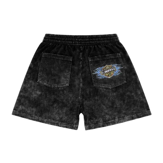 Floor 914 Sky Striker Shorts Black Wash Blue