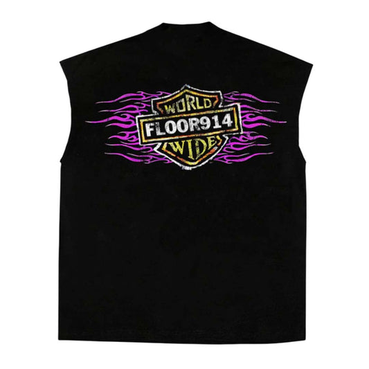 Floor 914 Skystriker Sleeveless Black Purple Tee