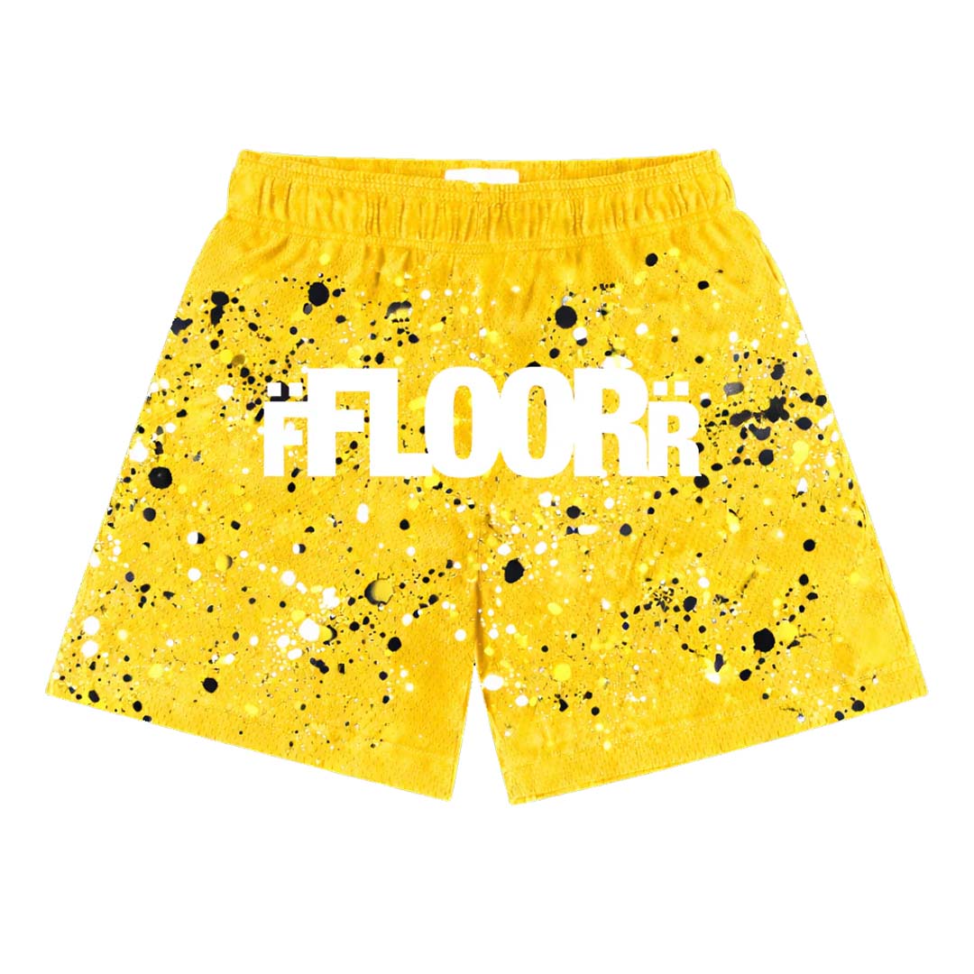 Floor 914 Thunder V2 Splatter Yellow Mesh Shorts