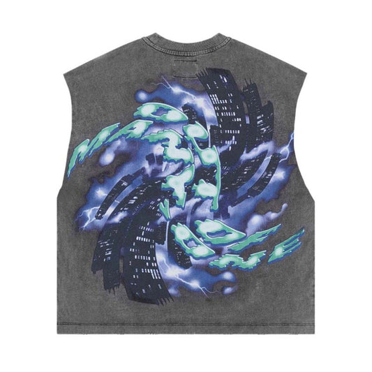 Godspeed Liberty Tears Sleeveless Tee Grey Wash