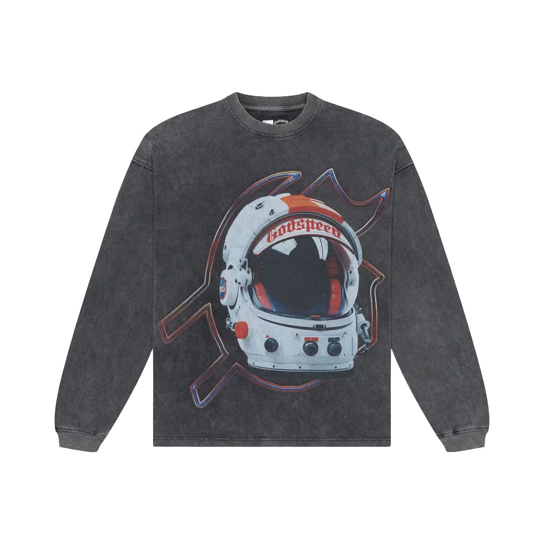 Godspeed Lift Off Grey Wash Long Sleeve Tee