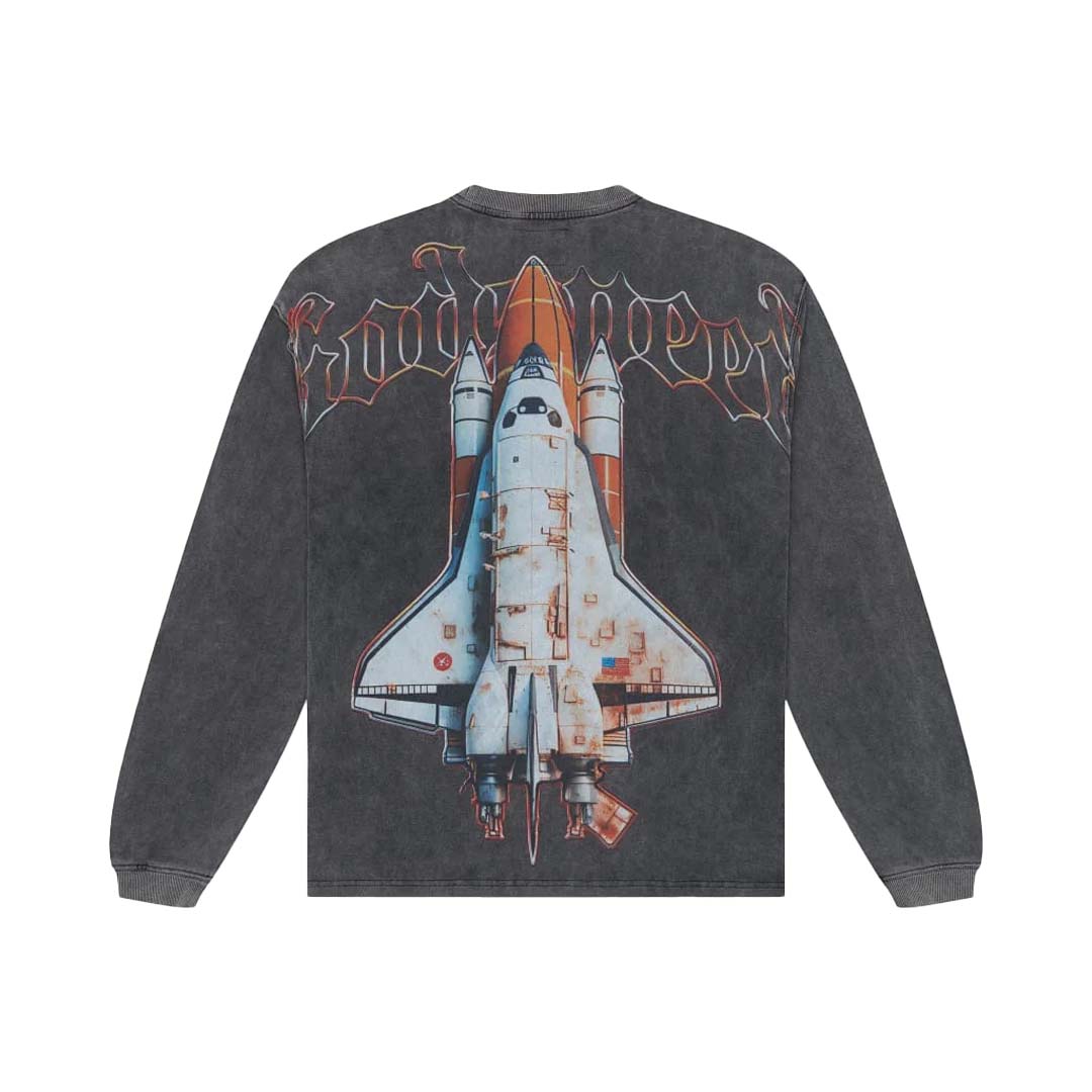 Godspeed Lift Off Grey Wash Long Sleeve Tee