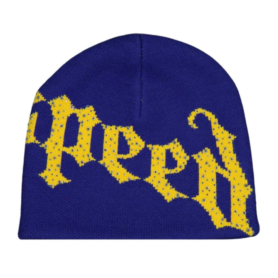 Godspeed OG Logo Studded Beanie Blue Yellow