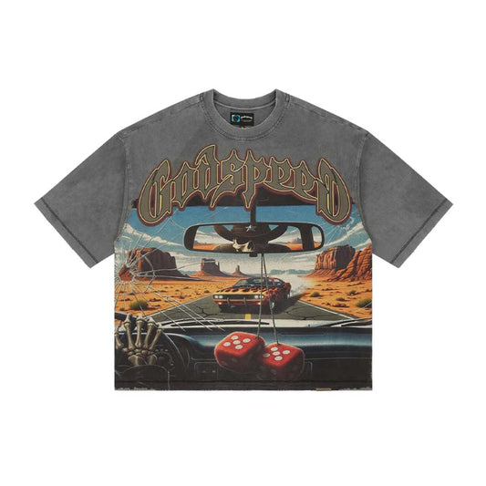 Godspeed On The Run Grey Wash Tee
