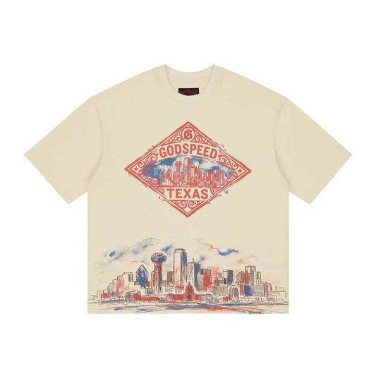 Godspeed Texas Skyline Tee Cream