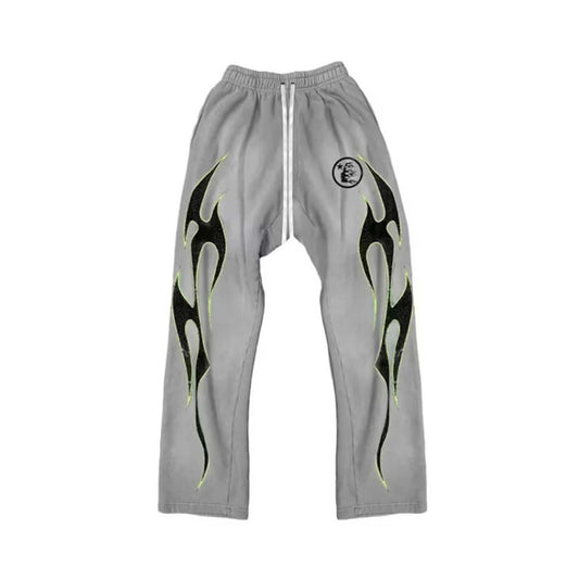 Hellstar Future Flames Sweatpants Grey/Green