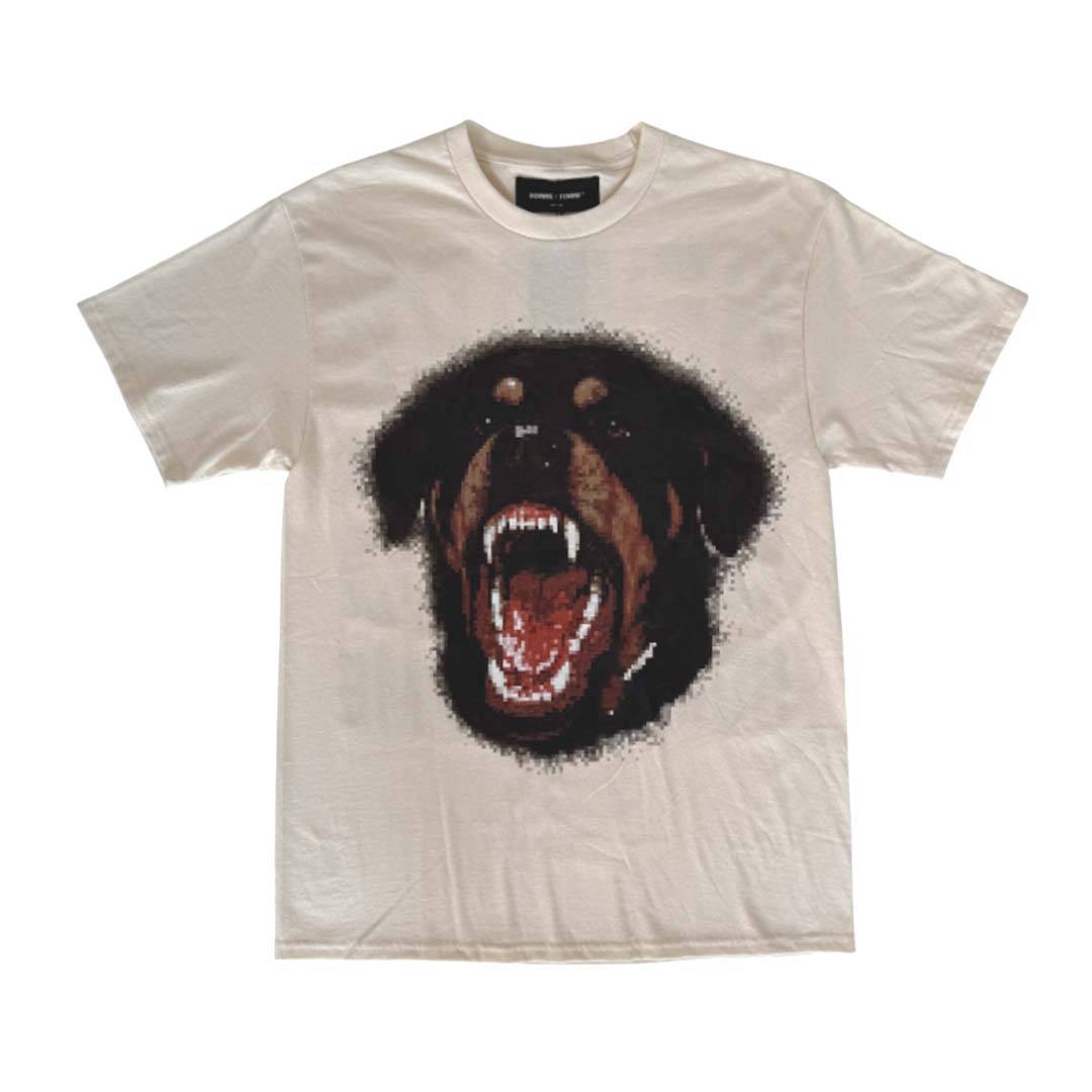 Homme Femme Digital Rottweiler Beware of Dog Bone Tee