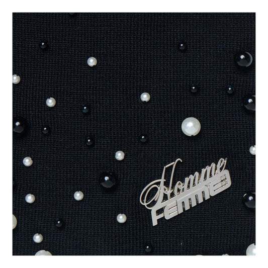 Homme Femme Gemstone Beanie Black