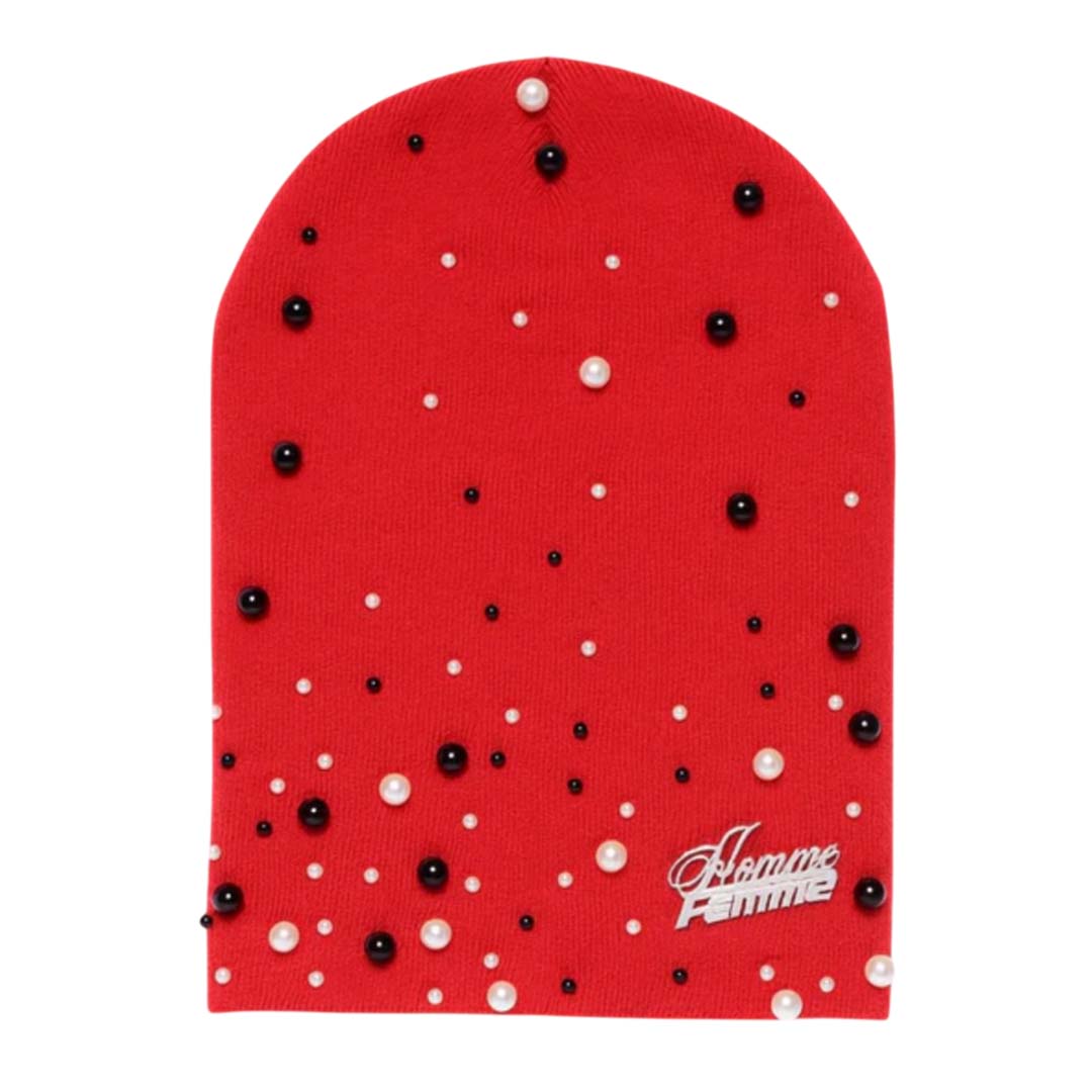Homme Femme Gemstone Beanie Red