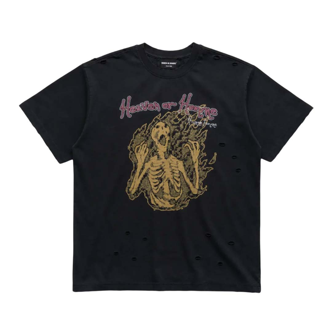 Homme Femme Heaven Or Homme Black Distressed Tee