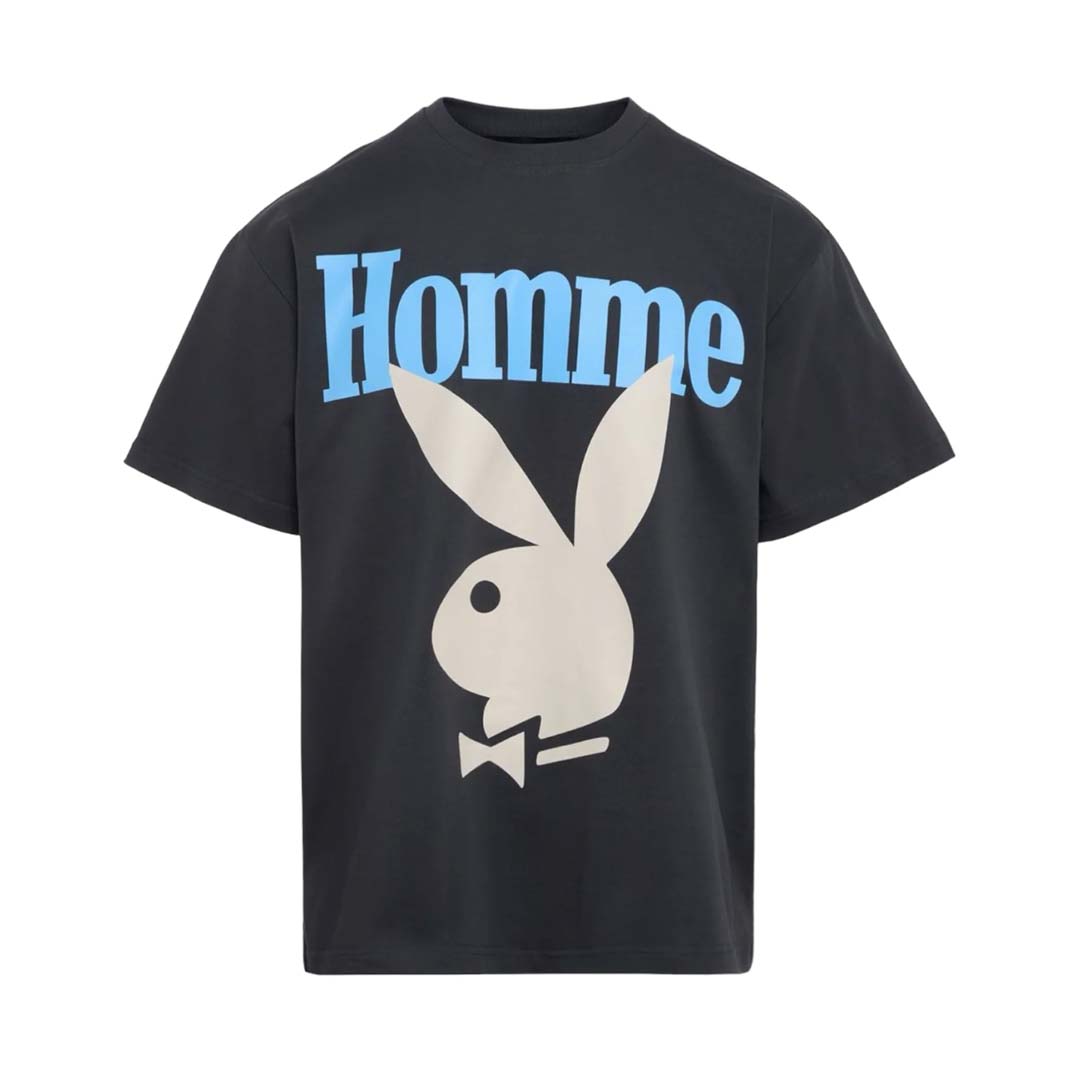 Homme Femme Playboy Black Blue Bone Tee