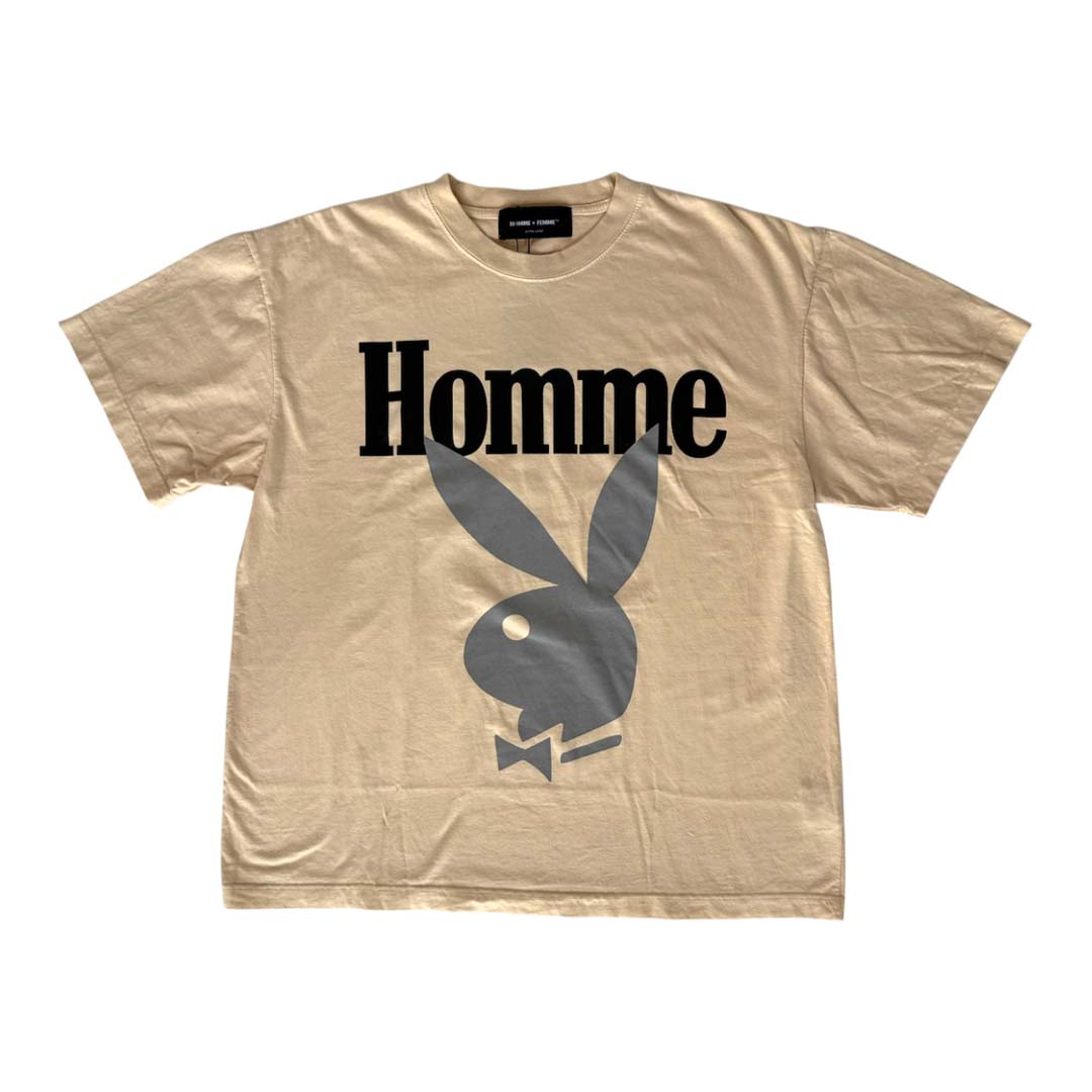 Homme Femme Playboy Cream Black Grey Tee