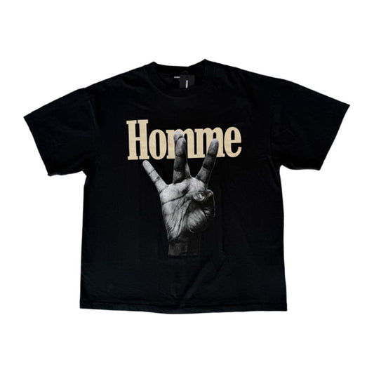 Homme Femme Twisted Fingers Black Bone Tee