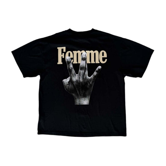 Homme Femme Twisted Fingers Black Bone Tee