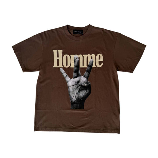 Homme Femme Twisted Fingers Brown Bone Tee