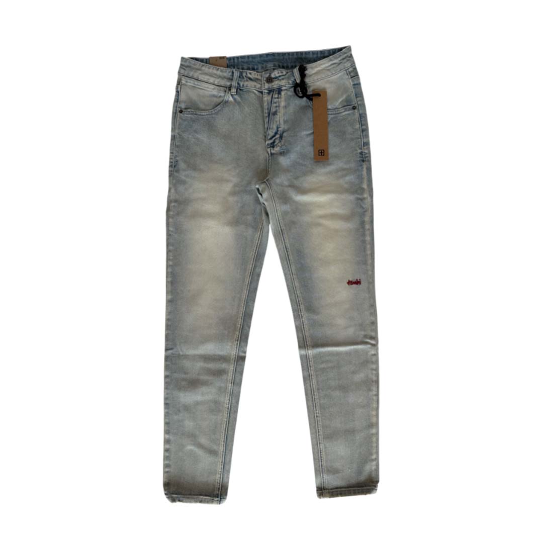 Ksubi Van Winkle Red Embroidered Skinny Jeans Light Wash