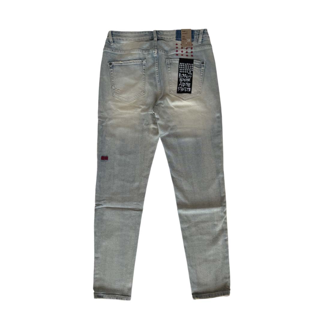 Ksubi Van Winkle Red Embroidered Skinny Jeans Light Wash