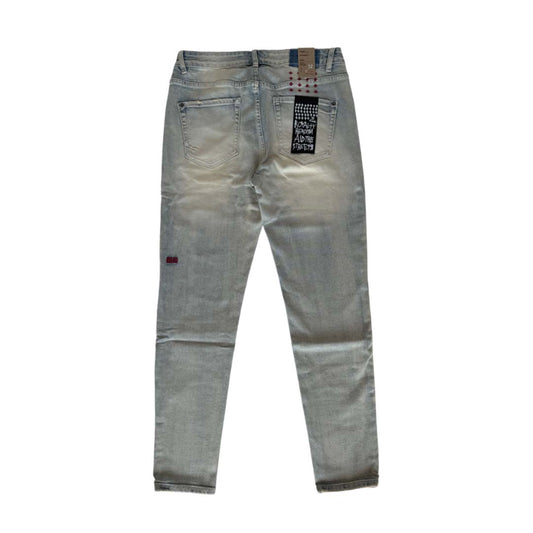 Ksubi Van Winkle Red Embroidered Skinny Jeans Light Wash