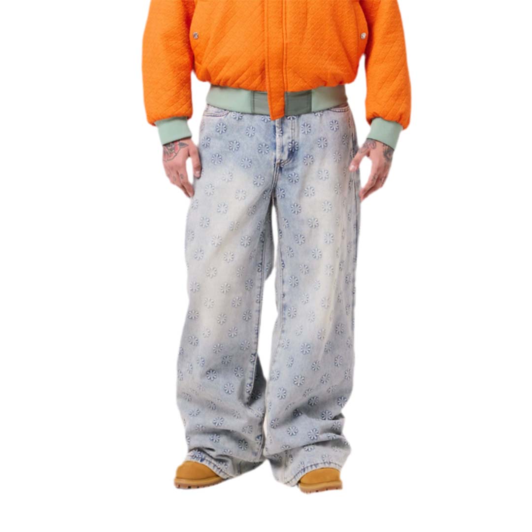 Lost Shdws Blue Embossed Denim Jeans