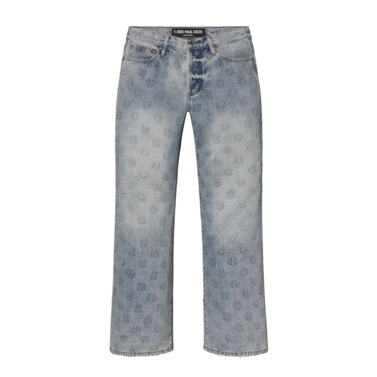 Lost Shdws Blue Embossed Denim Jeans