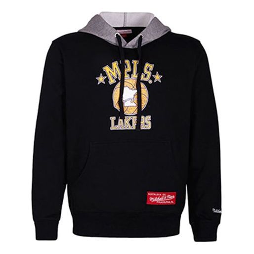 Mitchell & Ness Lakers Team Retro Logo hooded Pullover Sports Couple Style Black MNHD19-03