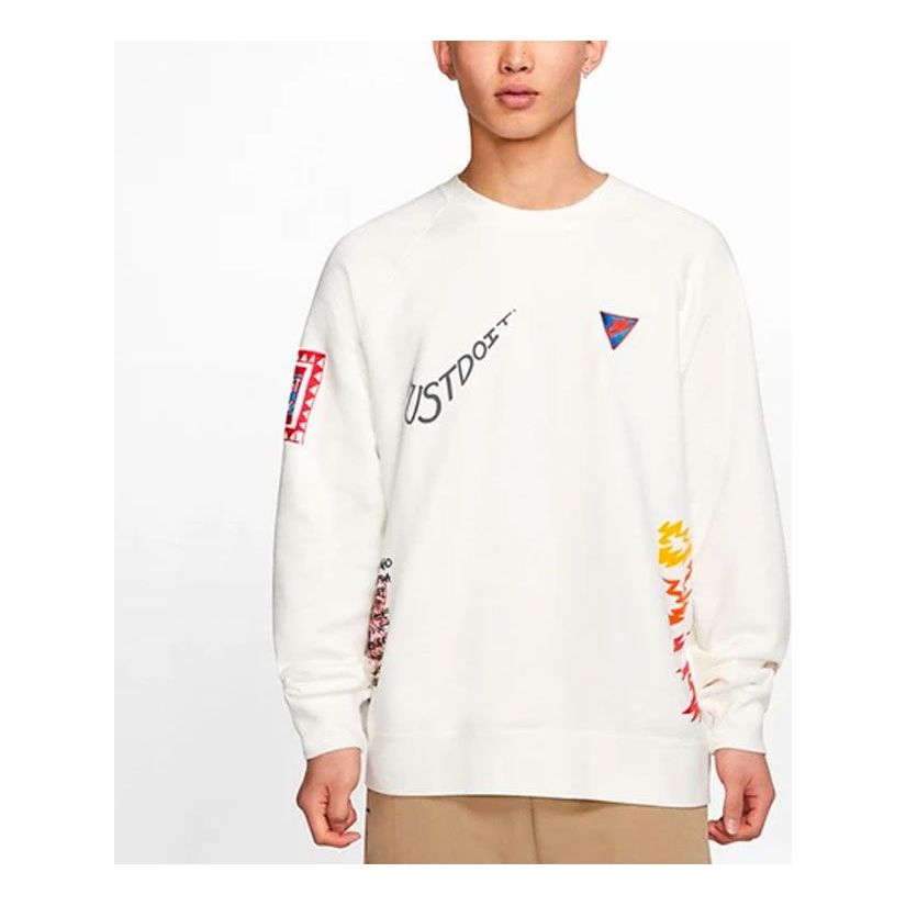 Nike Sportswear Graffiti Printing Round Neck Pullover White CJ5055-133