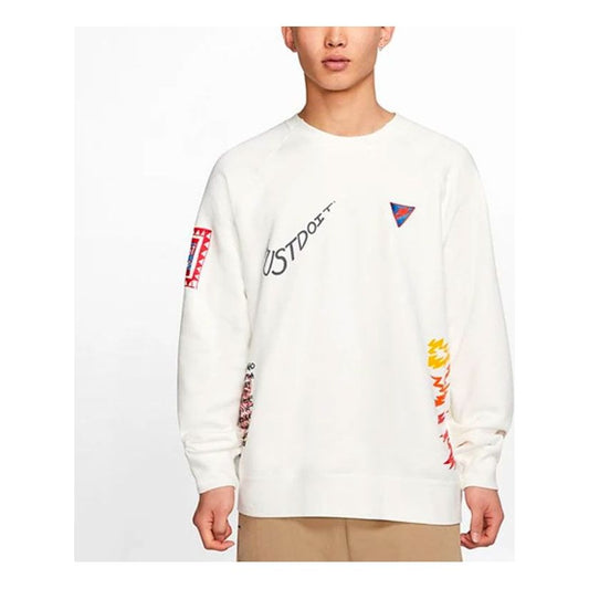 Nike Sportswear Graffiti Printing Round Neck Pullover White CJ5055-133