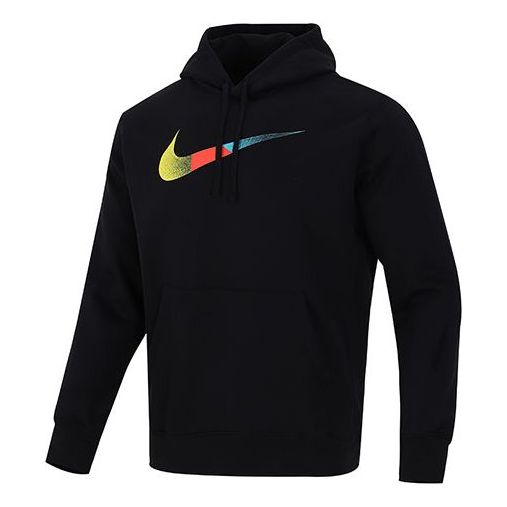 Men's Nike Nsw Bb Po Hdy Swsh Brnd Riff Contrasting Colors Logo Sports Pullover Black DM2395-010