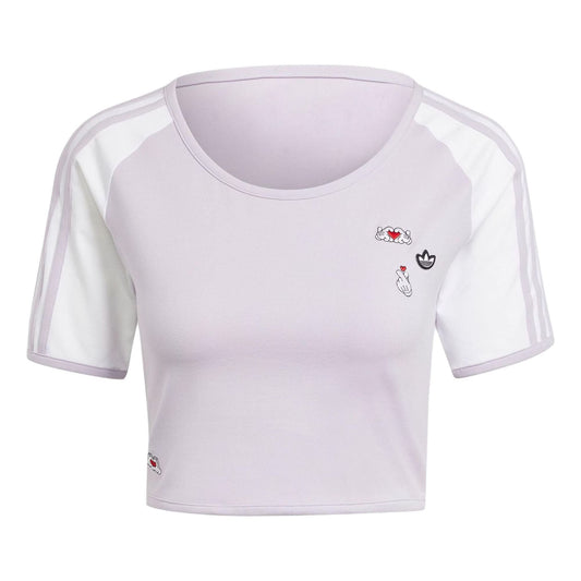 (WMNS) adidas Originals x Mickey Mouse 3-Stripes Icon For Her Baby T-Shirt Asia Sizing 'Purple' IY2269