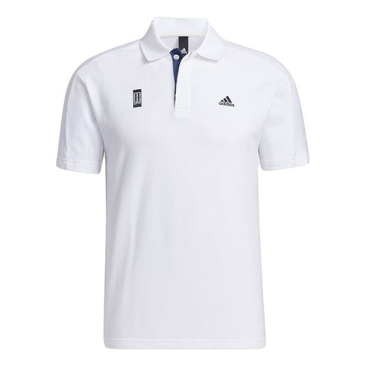 adidas Series Logo Printing Solid Color Short Sleeve Polo Shirt White GP0827