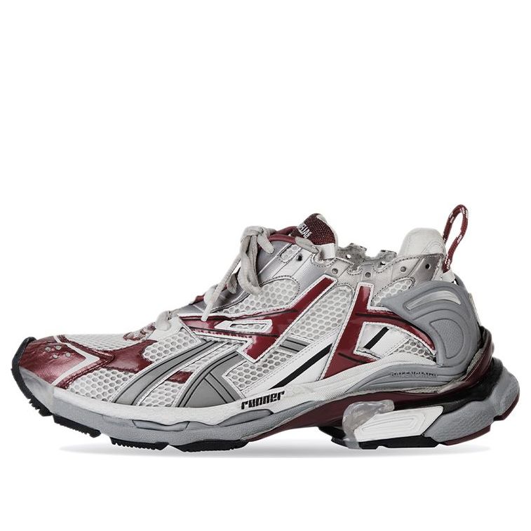 Balenciaga Runner Sneakers 'Burgundy Grey White Mesh and Nylon' 677403W3RB39069